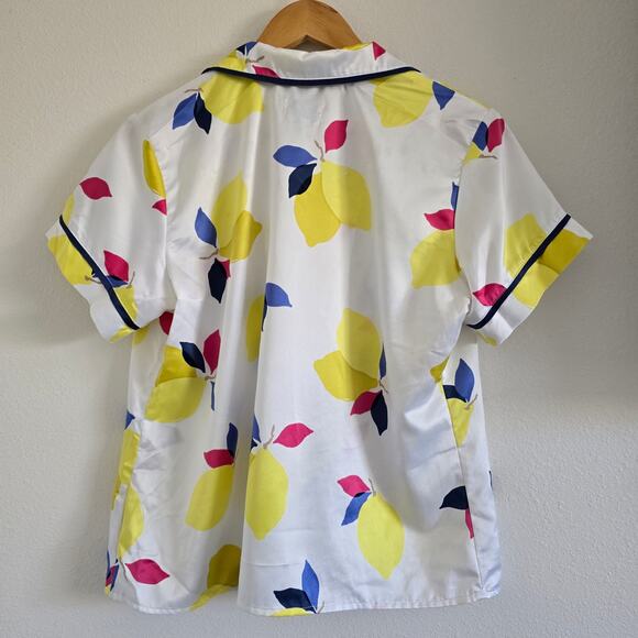Kate Spade New York Lemon Print Short Satin Pajama Set Size M Lounge Sleepwear - Picture 5 of 8